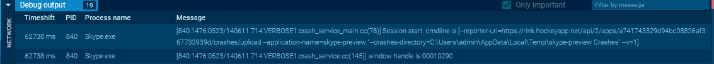Abbildung 2: Debug Tab